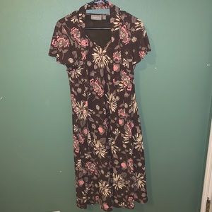 Vintage Brown Floral Dress